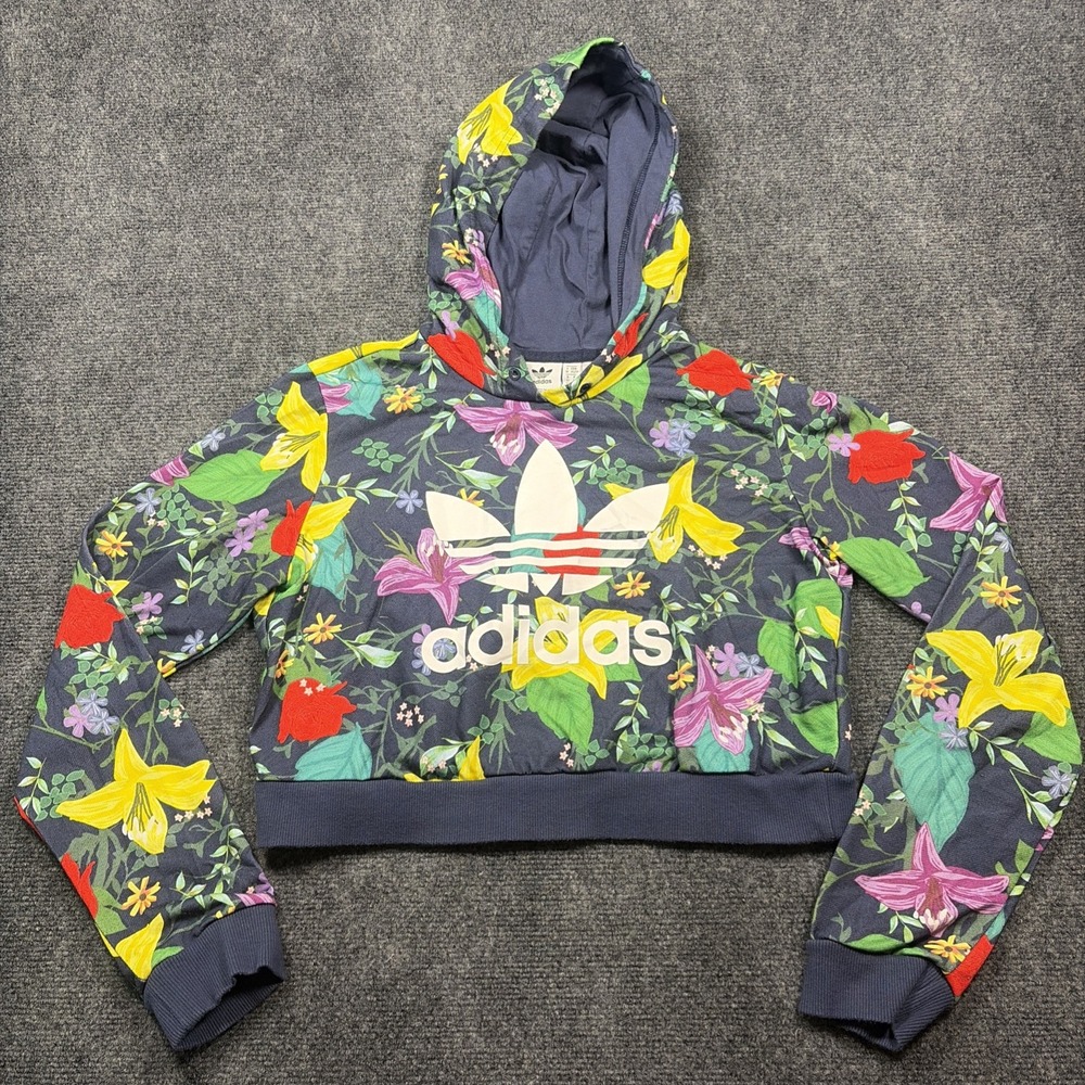 Adidas Original Women Cropped Blossom of Life Graphic Hoodie Size XS